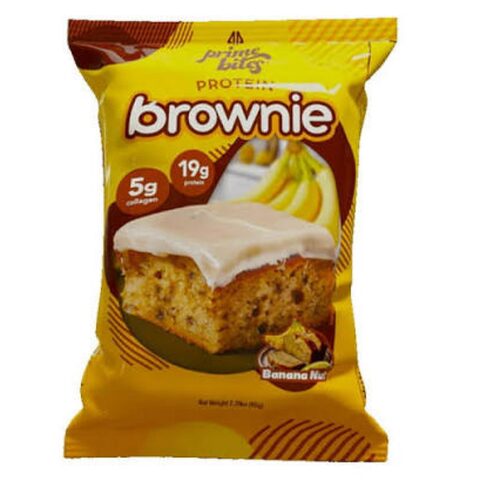 Dark brownie with visible banana chunks and nuts